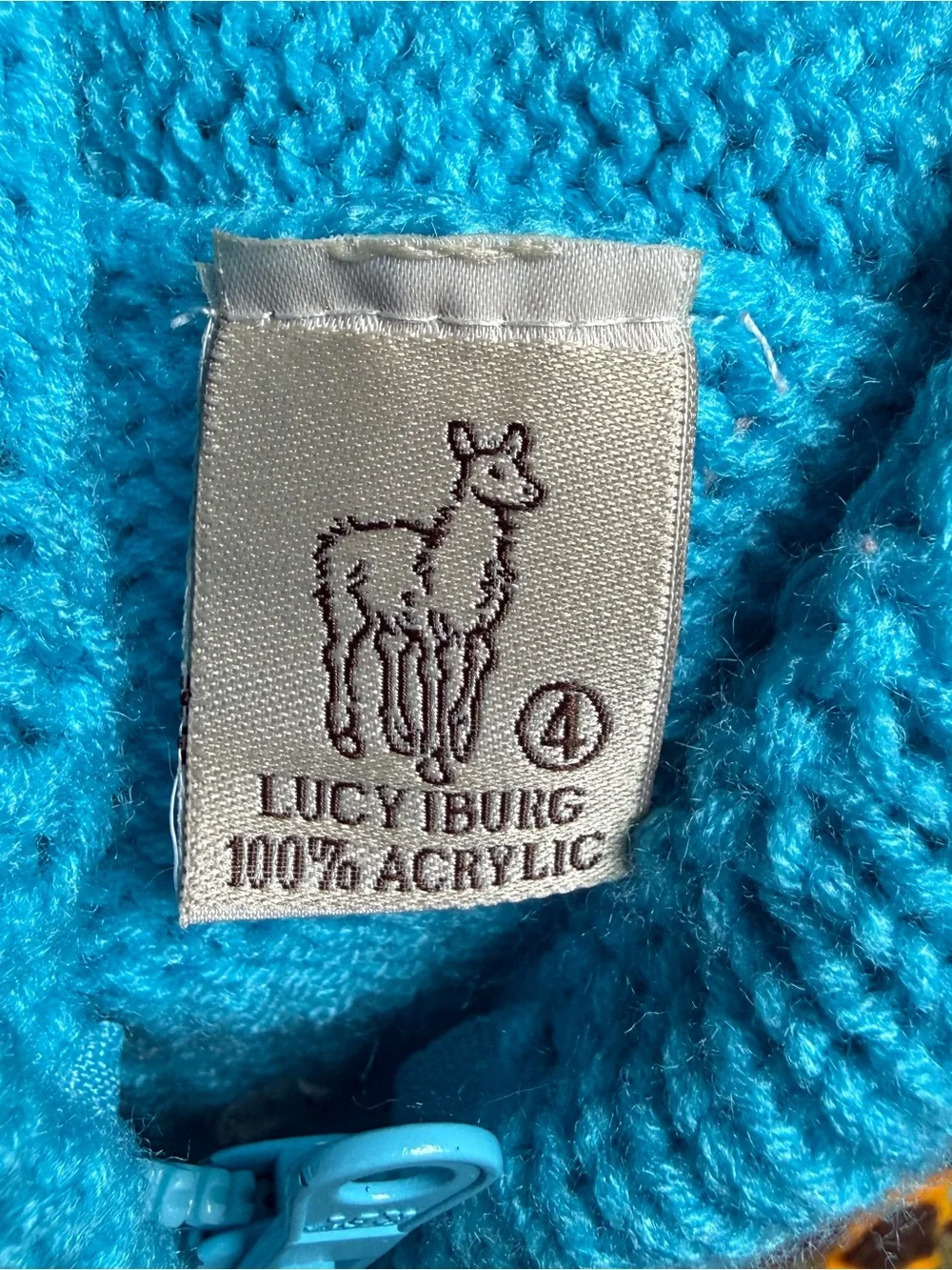 Handknit Peruvian Zip Up Hooded Sweater Lucy Iburg 4T Colorful Animals Landscape